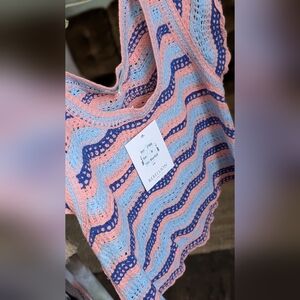 Pink and Blue Crochet Top